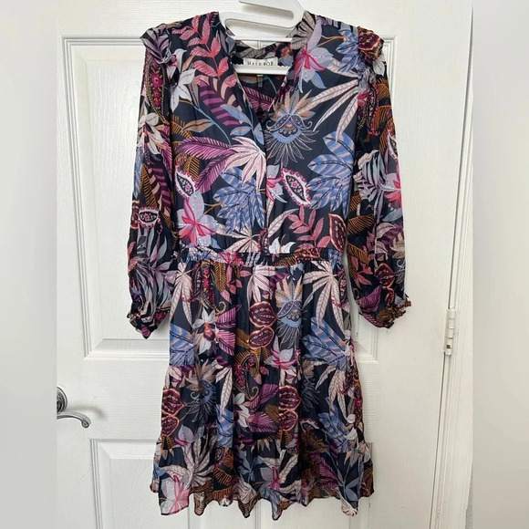 ! HALE BOB NAVY PRINTED 3/4 SLEEVE DRESS - Picture 1 of 5
